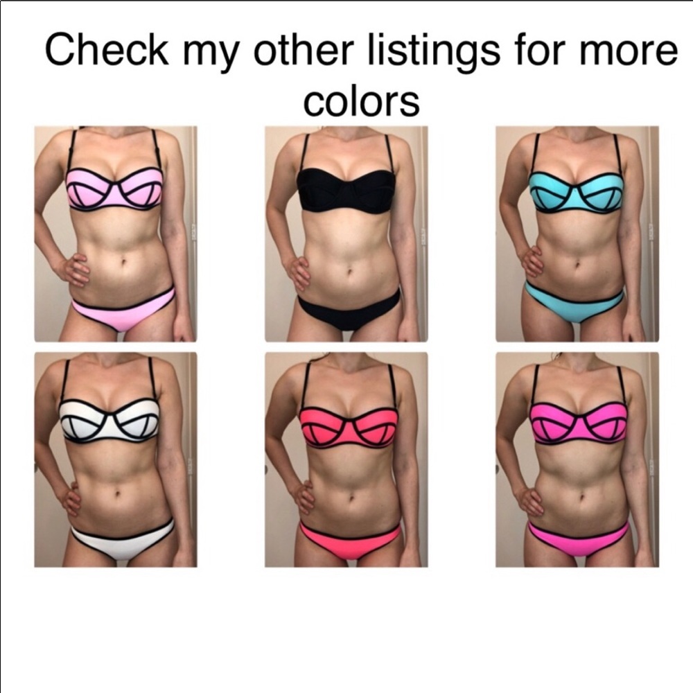 Neoprene Bikini Balconet Turquoise Pink White - Picture 8 of 8
